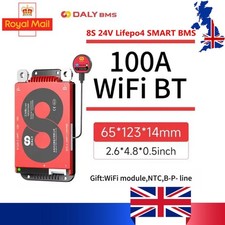 Daly Smart WIFI BMS LiFePo4 8S 24V 100A Battery BMS w/Balance+Wifi BT Module UK