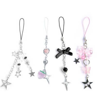 Ruittos 1-4PCS Cute Phone Charms Aesthetic Y2K Cellphone Charms Strap Pink Straw