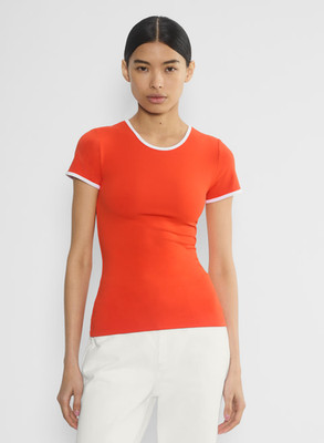 NEW Women Aritzia Original Contour Creation T-Shirt Orange With White