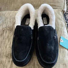 New OluKai Ku'una Lanui 20428-4040  Women's US 11 Black Fur Lined Slipper