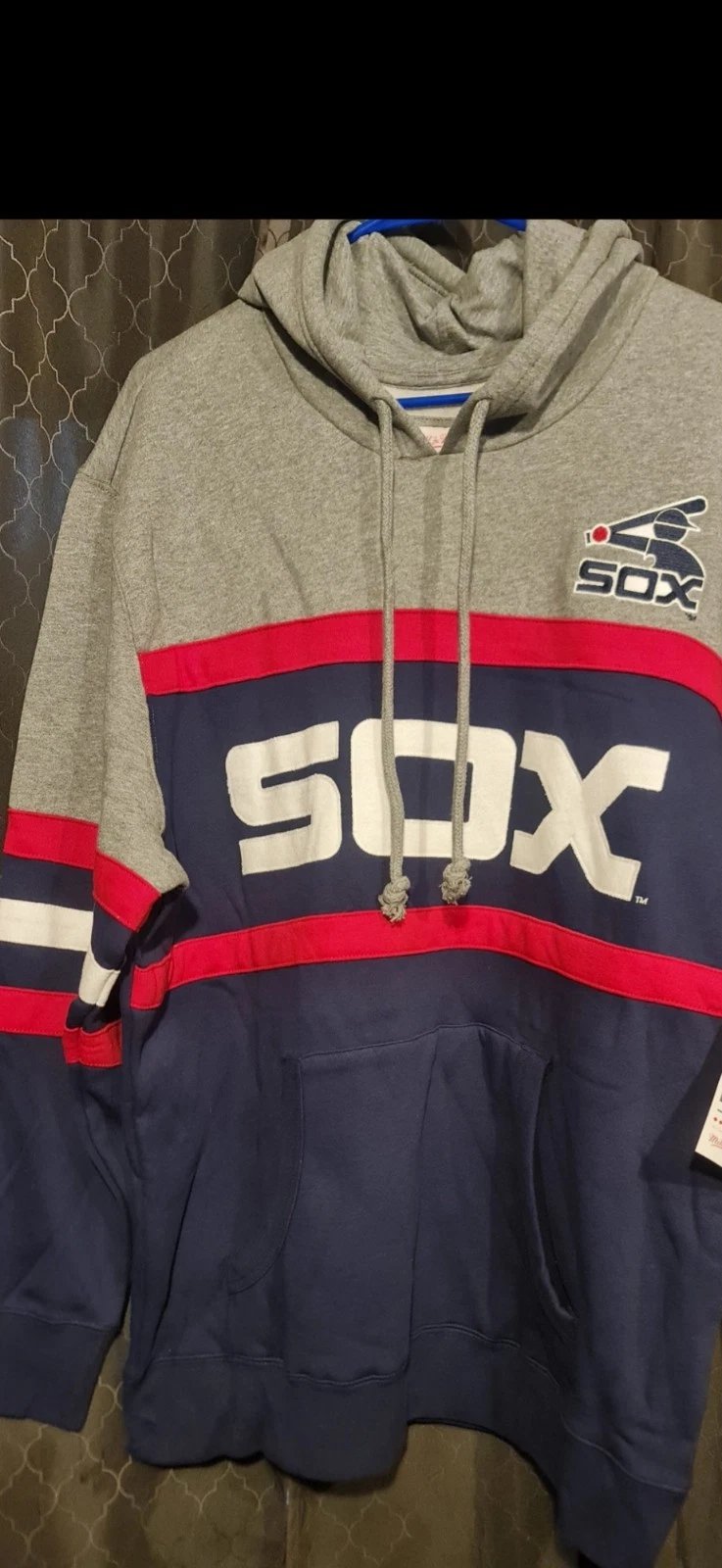 Felpa con cappuccio Mitchell And Ness Chicago White Sox Head Coach 3XL nuova con etichette