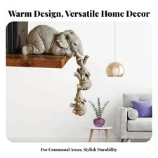 3-Piece Elephant Statue Long-Lasting Resin Mother and Baby Elephant Statue