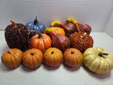 Lot of 13 Decorative Pumpkins and Squash Fall Autumn