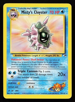 Misty's Cloyster 29/132 Unlimited Rare Gym Heroes Pokemon Card