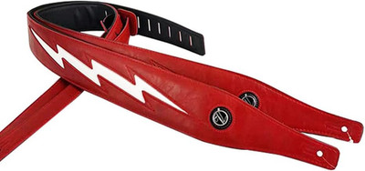 Adiya Guitar Strap with Lightning Bolt for Electric Guitars/Bass, Leather