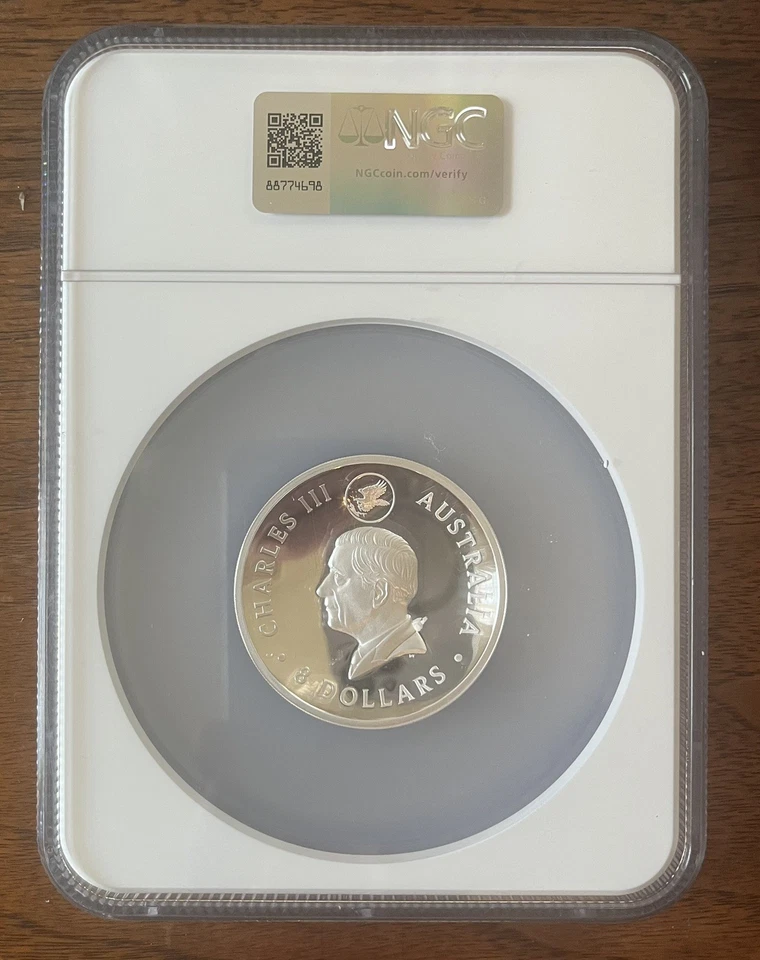 2024 P125 5oz Australia S$8 Wedge-Tailed Eagle PF70, Mercanti Signed Coin - Image 4 of 4