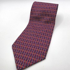 Brooks Brothers Makers Red Silk Geometric Chain Link Tie Made in USA Mens