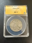 1916 D WALKING LIBERTY HALF DOLLAR ANACS AG-3 - BETTER DOLLAR - CERTIFIED - 50C