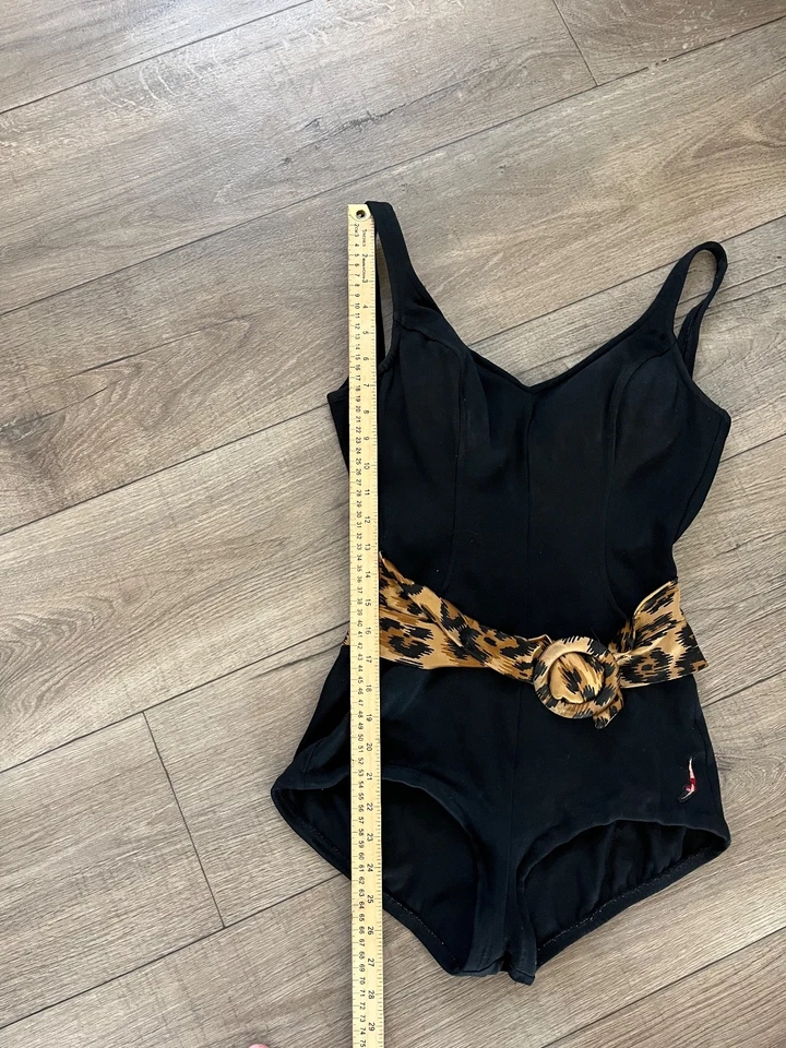 VTG Jantzen Women's 60s Black Leopard Print One Piece Bathingsuit Size 14 - Image 3 of 4