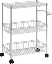 3 Tier Rolling Utility Kitchen Cart 600Lbs Commercial Grade Wire Shelving Chrome