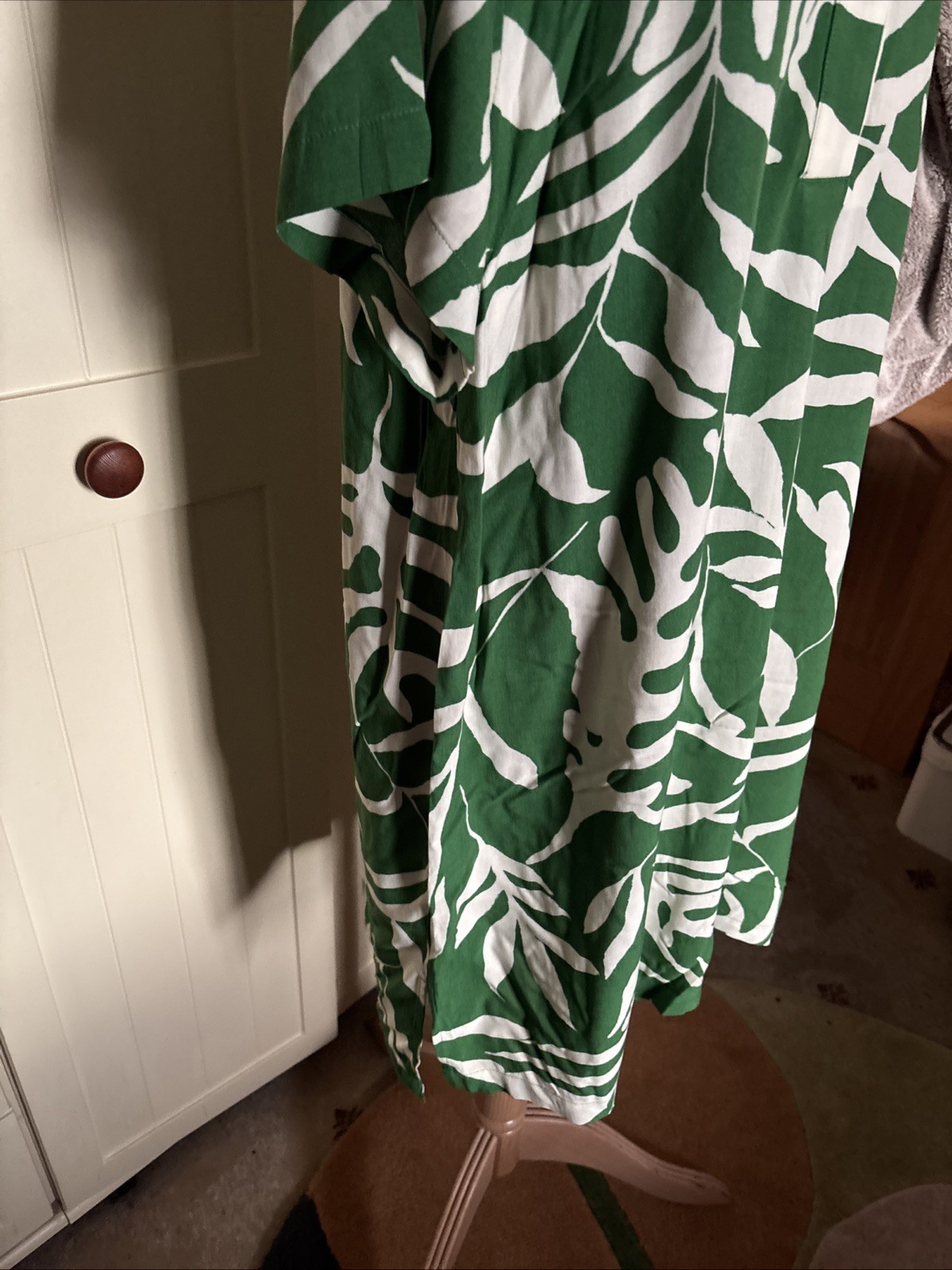 H&M Ladies Knee Length Tunic Dress Size M Green Mix Lightweight Short Sleeve thumbnail 8