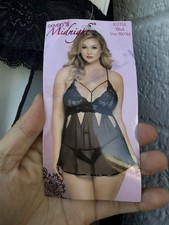 Seven Til Midnight Lace Black Bustier Panty Set Floral 3X/4X Lingerie
