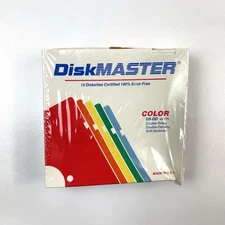 DiskMASTER 5.25” Floppy Disks DS-DD 10 Pack Color 48 TPI Sealed Vintage USA