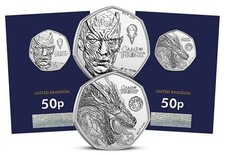 New 2026 UK 50p Coin Set. Game of Thrones Fire & Ice BU Certified BUNC 50p Pair