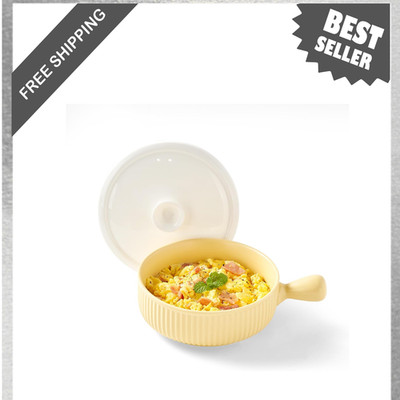 Ceramic Microwave Egg Cooker, Non-Stick, Vented Lid, 1-3 Eggs, Dishwasher Safe