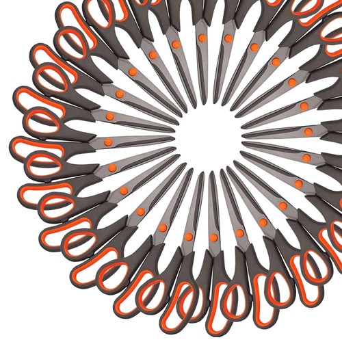 Premium 24-Pack Soft-Grip 8" Scissors - Perfect for Crafting & School Projects