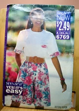 See & Sew 6769 Size XS-XL 6-22  Miss Shorts Tops Sewing Pattern
