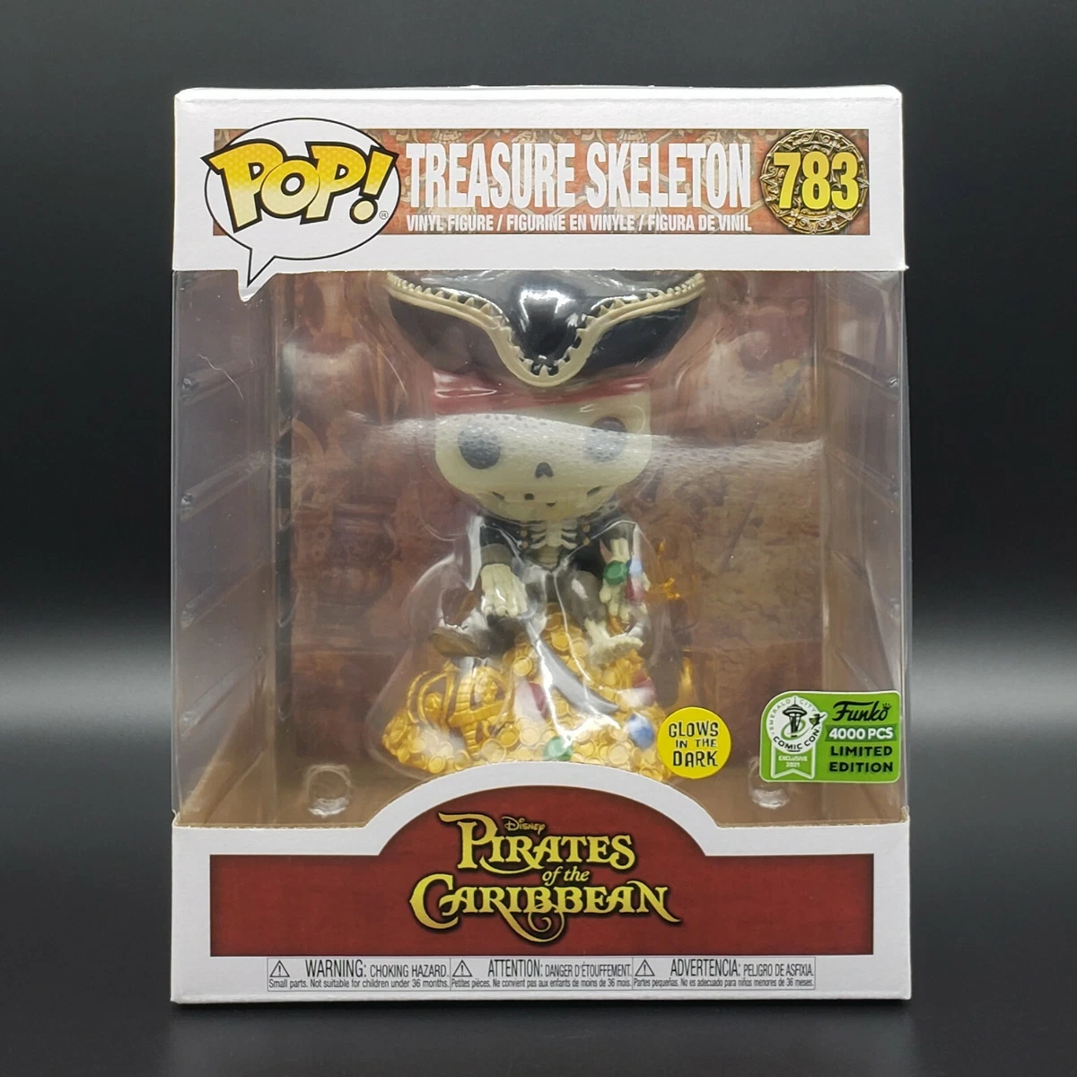 Funko Pop Pirates of the Caribbean Glow Treasure Skeleton #783  