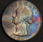1963  Choice / Gem Quarter 90%    TONED Toning  Surfaces