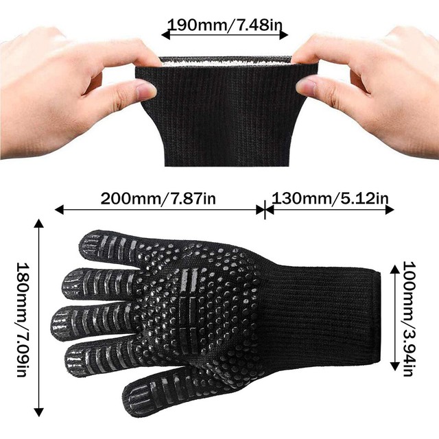 High Dexterity Extreme Heat Resistant BBQ Gloves for Handling Hot Food
