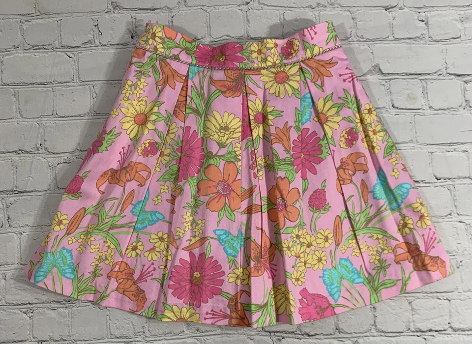 Girls Floral Pleated Skirt Size 8 Pink Lined Hidden Zipper Hartstrings - Image 2 of 4