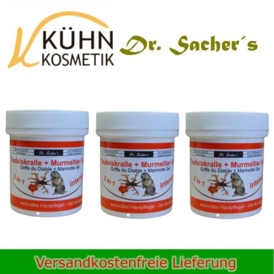 Dr. Sachers Teufelskralle Murmeltier Gel Creme 3 x 125ml Hautpflege Massage Gel