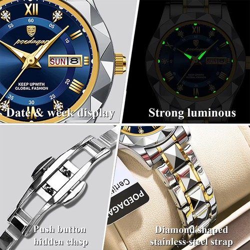 Ladies Watch Luxury Stainless Steel Women Quartz Watches Waterproof Luminous - Picture 8 of 20