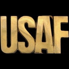 Brass Air Force USAF Seal Veteran Retired Military Aviation 70s Vtg Belt Buckle