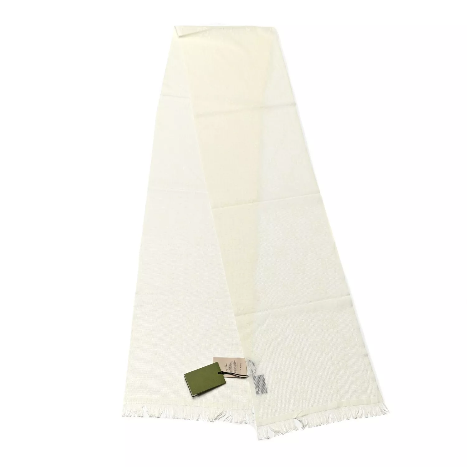 GUCCI écru écharpe légère soie/laine 220x30 cm luxe créat OP: