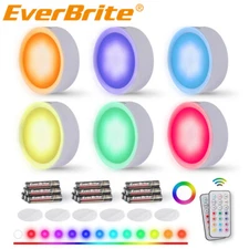 EverBrite Puck Lights 6PCS Wireless LED Puck Light 13 RGB Colors Changing Lights