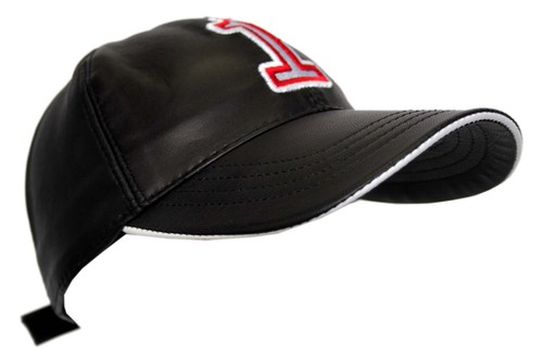 BASEBALL CAP SCHWARZ UND ROT NUMMER 1 ECHT WEICHES LEDER HIP HOP MÜTZE UNISEX - Bild 3 von 6