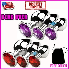 Anal Butt Plug STAINLESS Set S/M/L Sex Toy Women Men Couple Metal Dildo Jewel US