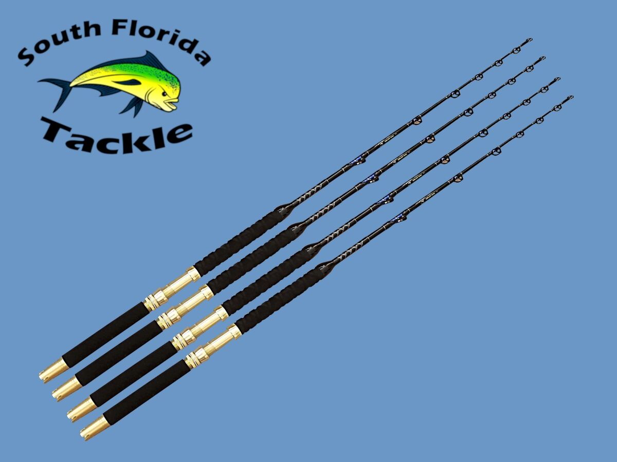 Four Pack 30-50 Lb Solid Fiberglass Blank Saltwater Trolling Fishing Rods