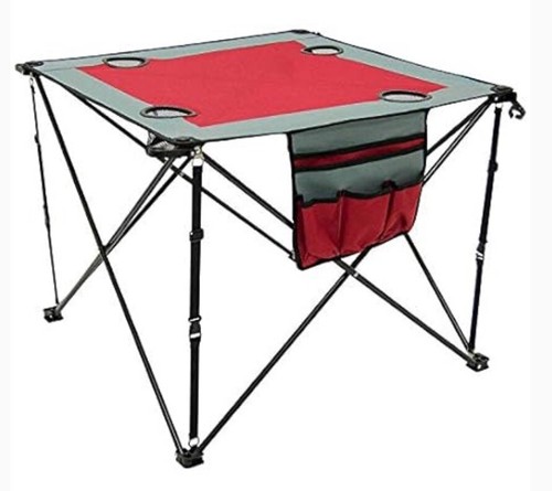Portable Outdoor Camping Table with Wine Glass Holders - Red - Picture 2 of 10