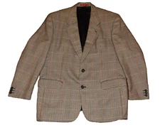 DEBENHAMS & FREEBODY Vintage Brown Check Wool Blazer Jacket Mens Large 44