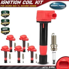6x Red Ignition Coil & 6x Double Iridium Spark Plug Kits for Acura TSX TL Honda
