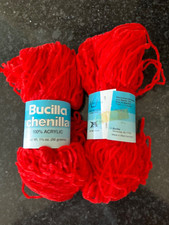 6 Skeins Vintage Bucilla Chenilla - Bright Red