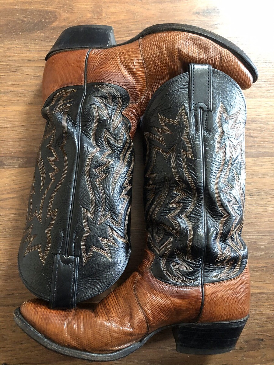 JUSTIN Men Cowboy Boots~8.5 D~EXOTIC Lizard Leather~Vintage 
