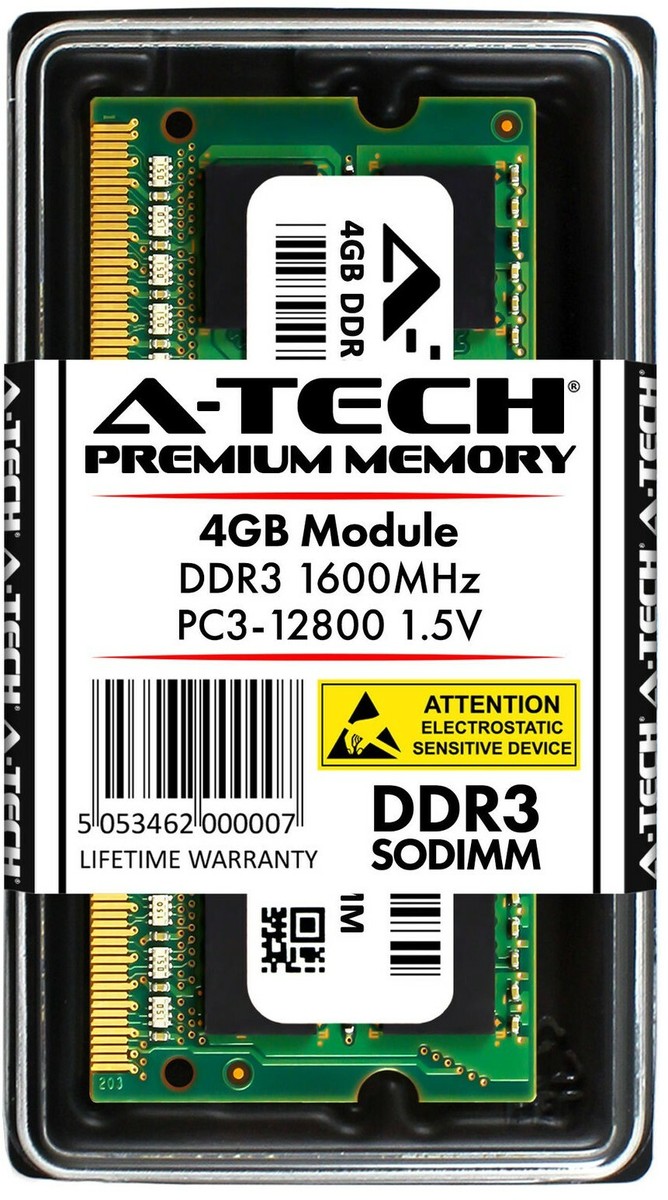 A-Tech 4GB PC3-12800 Laptop SODIMM DDR3 1600 MHz 204-Pin Notebook