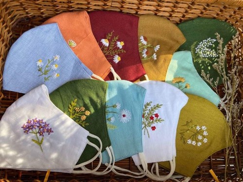 Hand-Embroidered Adult 4-Layer Reusable Cotton Face Mask *CHOOSE DESIGN* - Picture 3 of 31