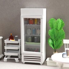 Mini Dollhouse Miniature Refrigerator Model 1:12 Scale Wooden Fridge White USA