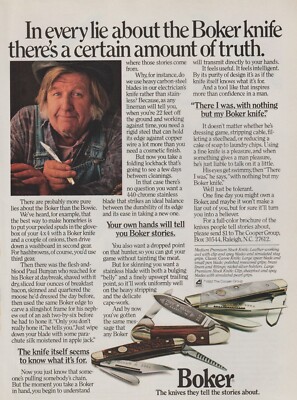 1984 Boker Knives - ''In Every Lie Certain Amount Of Truth'' - Print Ad Photo