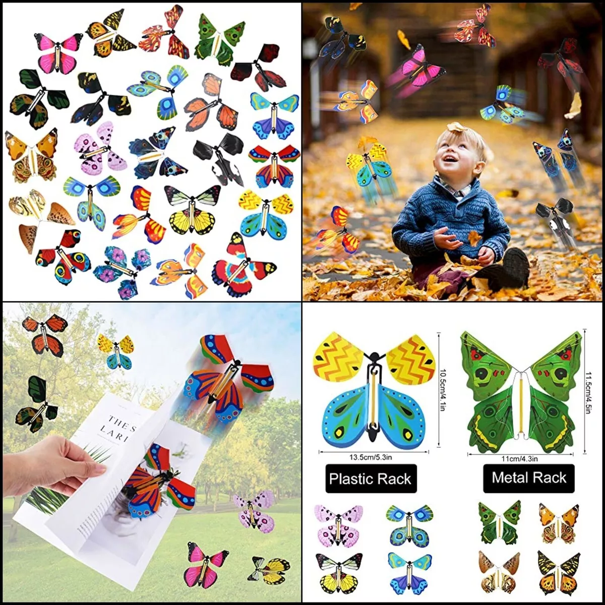 24 Packs Magic Flying Butterfly Card Surprise Wind Up in The Book Rubber  Band