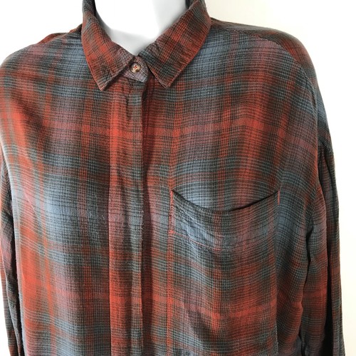 orange plaid womens flannel shirt