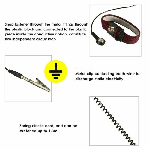 Adjustable Anti Static ESD Wrist Strap Discharge Ground Bracelet Electronic - Picture 13 of 13