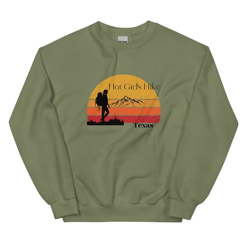 Hot Girls Hike Texas Super Soft Unisex Crewneck Sweatshirt - Picture 15 of 34