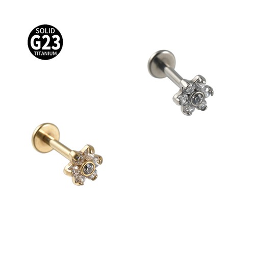 2PCS Titanium Flat Back Lip Stud Tragus Helix Cartilage Crystal Flower Earrings - Picture 24 of 29