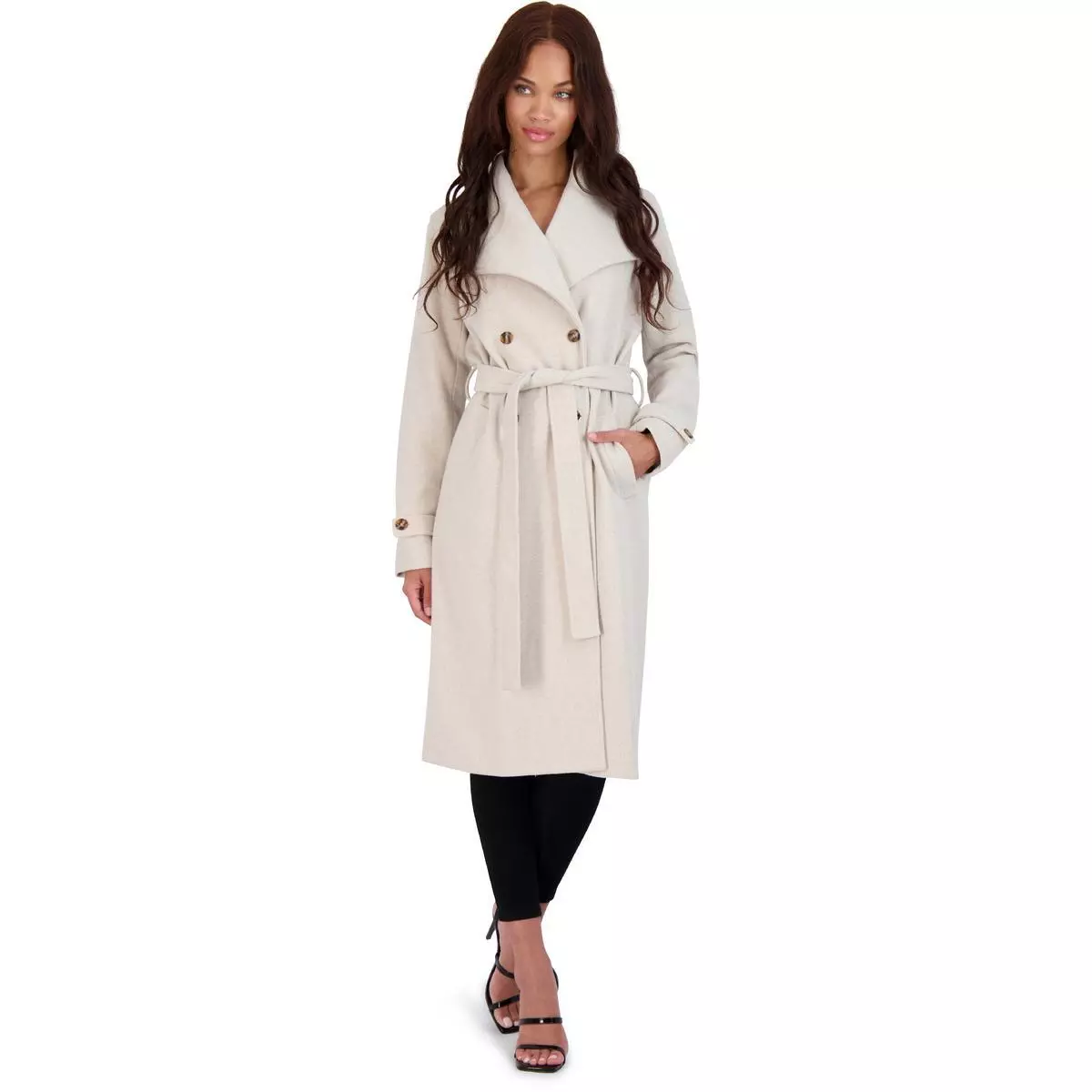 Shop Tory Burch Double-Face Wool Hooded Wrap Coat