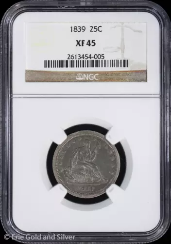 1839 25C Seated Liberty Quarter NGC XF 45