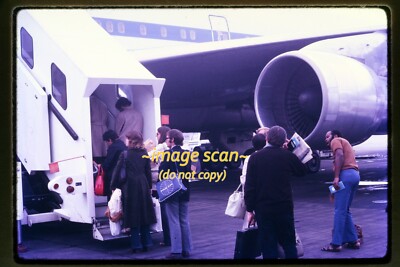 Man w/ Pan Airlines Bag boarding Aircraft  in 1971, Kodachrome Slide aa 19-4b